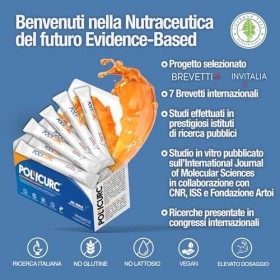 Gel PolyCurc avec curcumine et polydatine, Stick-pack forte dose rapide absorption, Recherche italienne brevetée dans le mond