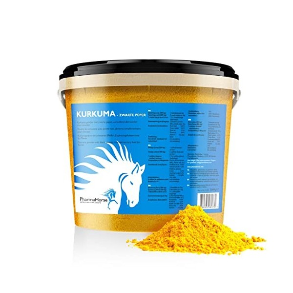 PharmaHorse Curcuma - Poivre Noir | Anti-inflammatoire Cheval | Aide Le Foie & la Digestion | sans sucres ajoutés ou éléments