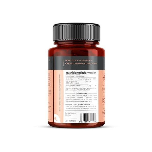 Curcuma Double Strength 360 comprimés de curcuma 200% plus de curcuma + niveaux naturels de curcumine