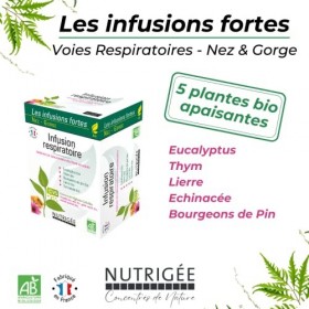 NUTRIGÉE - Infusion Respiratoire Bio - Apaise - Voies Respiratoires & Défenses Naturelles - Thym, Eucalyptus, Bourgeons De Pi