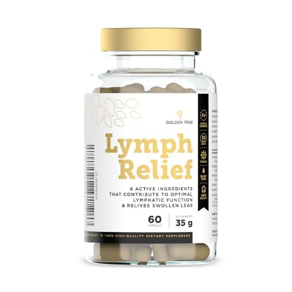 Golden Tree Lymph Relief – Gélules de soutien du système lymphatique avec échinacée, extrait de pissenlit, mélilot, bromélaïn