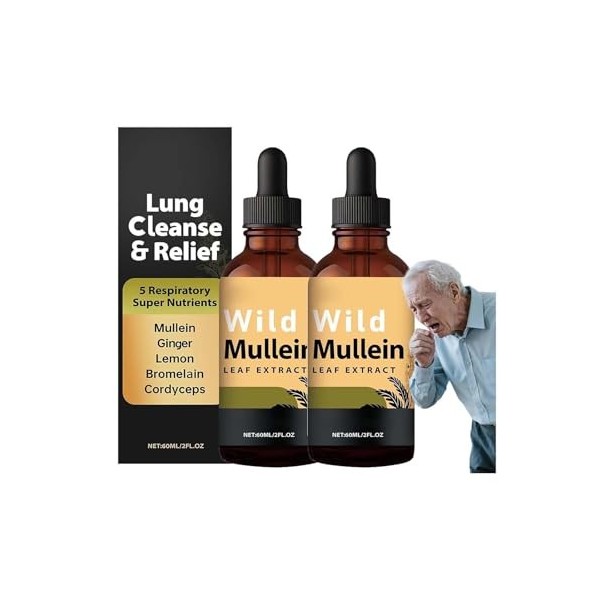 Lot de 2 gouttes de molène sauvage, extrait naturel de feuille de molène sauvage, pour homme et femme Echinacée