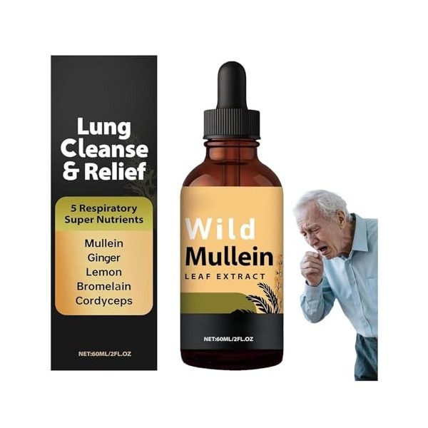 Lot de 2 gouttes de molène sauvage, extrait naturel de feuille de molène sauvage, pour homme et femme Echinacée