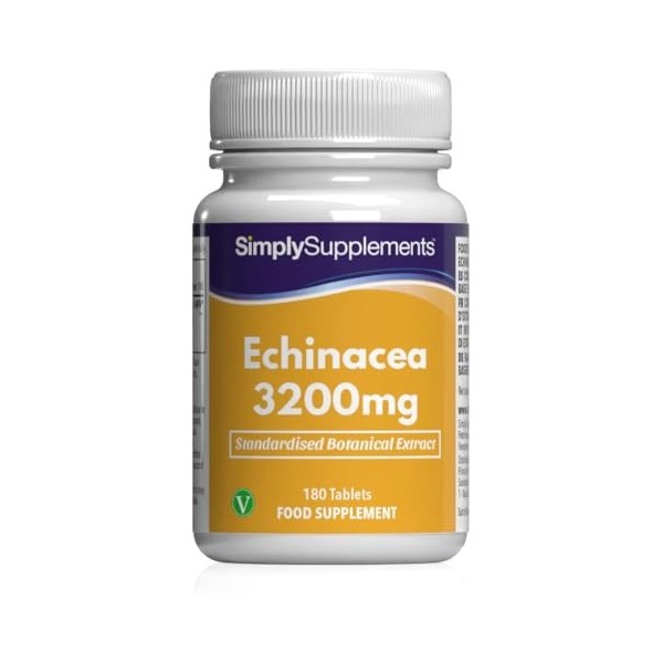 Échinacée 3200 mg | Complément Alimentaire Naturel | 180 Comprimés Végétaliens | 6 Mois d’Utilisation | SimplySupplements