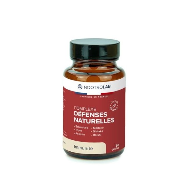 Complexe Défenses Naturelles – Immunité & Vitalité – Échinacée, Thym, Champignons & Vitamine C – 60 Gélules Végétales – Nootr