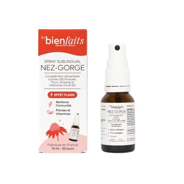 SPRAY NEZ GORGE | Booster Immunitaire défenses naturelles | Favorise limmunité | Gout Citron Naturel | Echinacées, Thym, Gin ...
