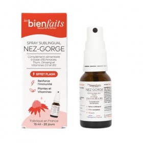 SPRAY NEZ GORGE | Boost les défenses Immunitaires | Riche en vitamines D 500% des AR | Gout Citron | Echinacées, Thym, Gins