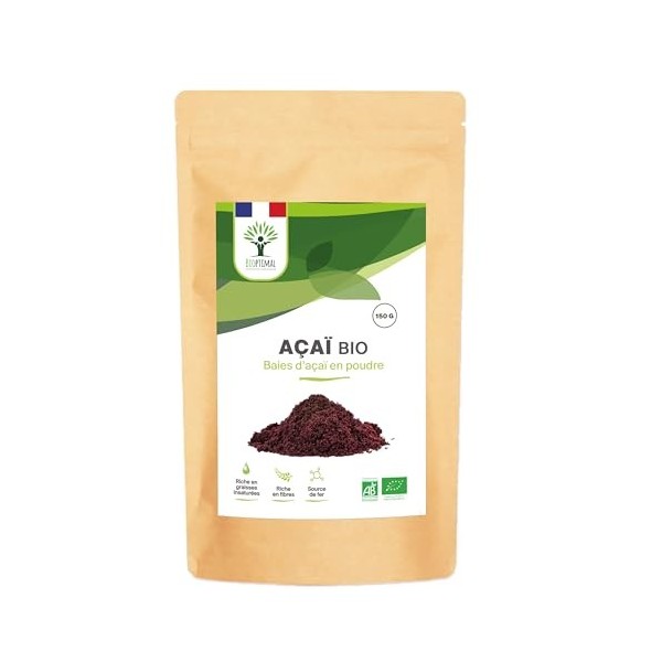 Açaï Bio en Poudre - Superaliment Riche en Fer Fibres Omega 9 - Puissant Antioxydant - Baie Lyophilisée - Qualité Prémium - 1...