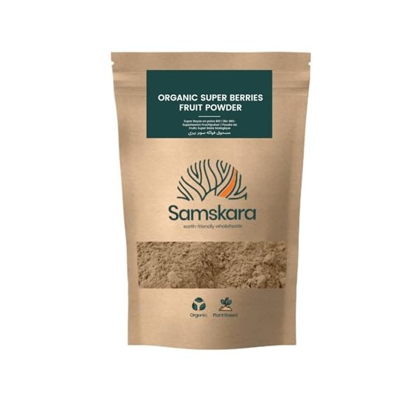 Poudre de super baies biologiques à mélanger | Maca, Acai, Camu, Acelera, Blueberry, Lucuma, Maca et Baobab | pour smoothies,