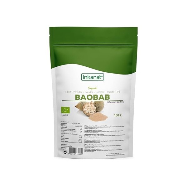 Poudre de Baobab BIO 150g Inkanat – Super-aliment naturel riche en vitamine C et antioxydants