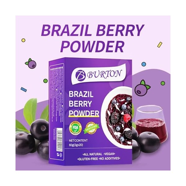 Poudre de Baies Daçaï Bio - Poudre de Fruits Daçaï Lyophilisée 100% Pure, Superaliment Riche en Antioxydants pour Smoothies