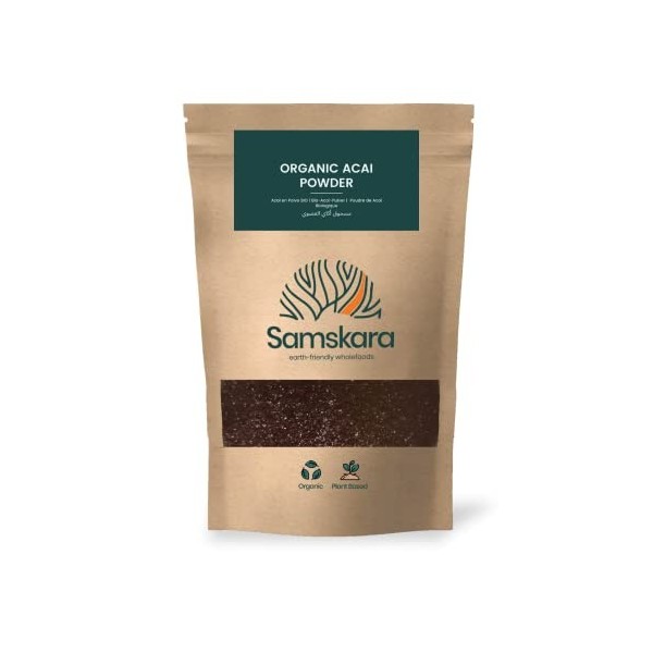 Poudre daçaï biologique SAMSKARA | Poudre daçaï biologique riche en vitamines et minéraux essentiels | Lot 2025, fraîcheur B...