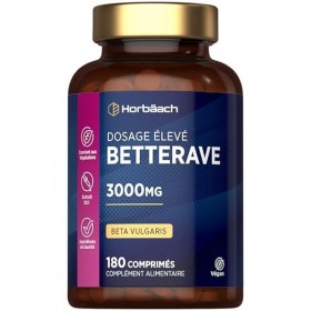 Betterave 3000 mg | Beet Root Gelules | Booster de Superaliments à LOxyde Nitrique | 180 Comprimés Végétaliens | par Horbaac