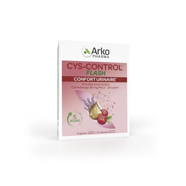 Arkopharma - Cys-Control Flash | Confort urinaire - Bon fonctionnement du système urinaire - Complément alimentaire | 10 gélu
