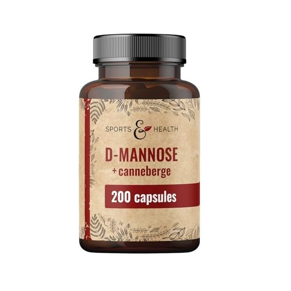 Gélules de D-Mannose & Cranberry – 200 gélules véganes – avec D-Mannose en poudre et Cranberry – 500 mg par portion journaliè