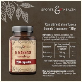Gélules de D-Mannose & Cranberry – 200 gélules véganes – avec D-Mannose en poudre et Cranberry – 500 mg par portion journaliè