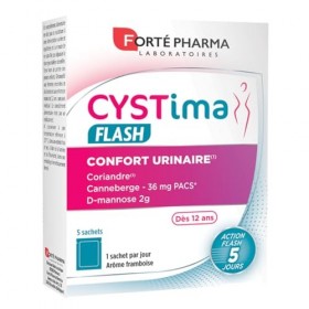 Forté Pharma - Cystima Flash - Dès 12 ans - Confort urinaire, Elimination, Bien etre - Coriandre, D mannose, Cranberry - 5 sa
