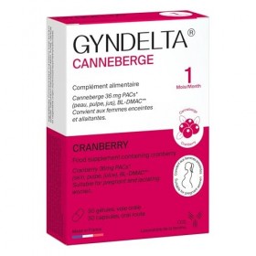 Gyndelta 36 mg Canneberge | Sphère urinaire femme | Extrait total de cranberry dosé en PACs | 30 gélules végétales | Cure de 