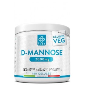 D Mannose Pur 2000mg, 180 Gélules PiùLife 3 Par Jour, Complément Pour Les Voies Urinaires Femmes, Complément Cystite, Bien-êt