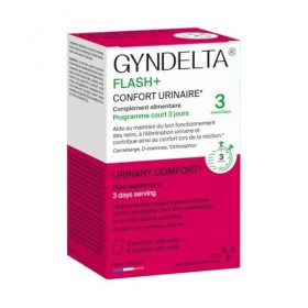 Gyndelta Flash+ Confort Urinaire Féminin 6 Sachets | Cure 3 Jours | D-Mannose, Canneberge 72mg PACs & Orthosiphon | Poudre à ...
