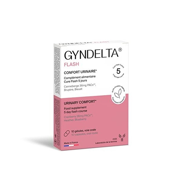 Gyndelta Flash+ Confort Urinaire Féminin 6 Sachets | Cure 3 Jours | D-Mannose, Canneberge 72mg PACs & Orthosiphon | Poudre à ...