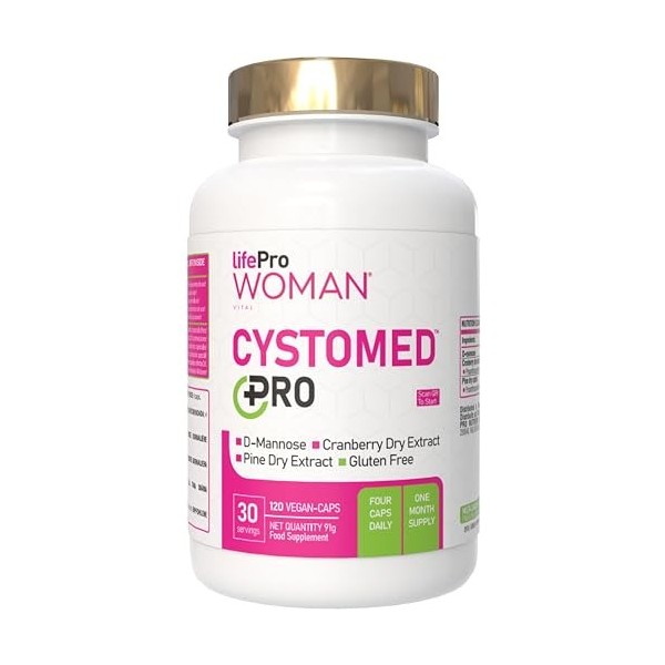 Cranberry gélules 5x Puissance + D-Mannose 2000mg – Cystomed Triple Action 120 Gélules avec 192,5mg PACs Standardisés + Extra