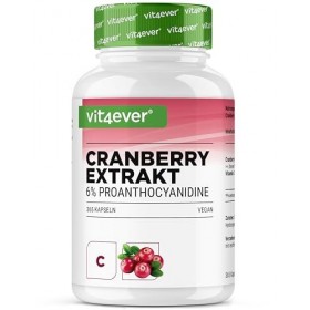 Extrait de canneberge + Vitamine C – 365 gélules de canneberge – Extrait 25:1, équivalent à 25.000 mg – 6% proanthocyanidines