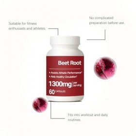 Racine de betterave 1300 mg - Énergie naturelle│Soutien à lendurance et à la performance athlétique│Convient pour un usage q ...