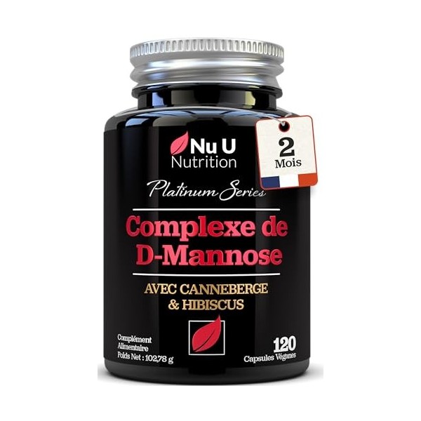 D-Mannose - 120 Capsules Véganes - Complexe 3 en 1 avec Extraits de Canneberge et dHibiscus - Soutien Naturel pour les Femme