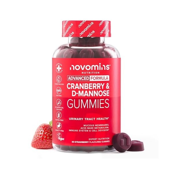 Gommes Canneberge & D-Mannose – Extrait de Canneberge, Zinc, Magnésium, Inuline & Biotine – Équilibre Acido-Basique & Fonctio