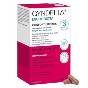 GYNDELTA® Microbiota | Confort urinaire et digestif de la femme | Canneberge Pacran®, Tamarin, Cynorrhodon & probiotiques | 9