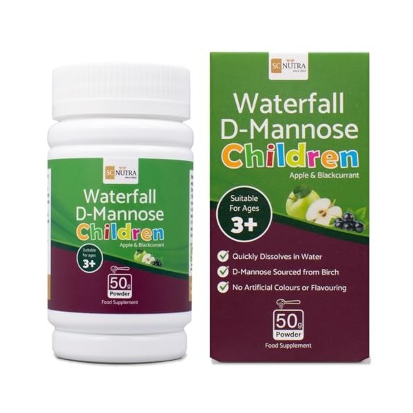 Waterfall D-Mannose Poudre - Waterfall D-Mannose Poudre pour enfants - Goût pomme et cassis - convient aux filles et aux graç