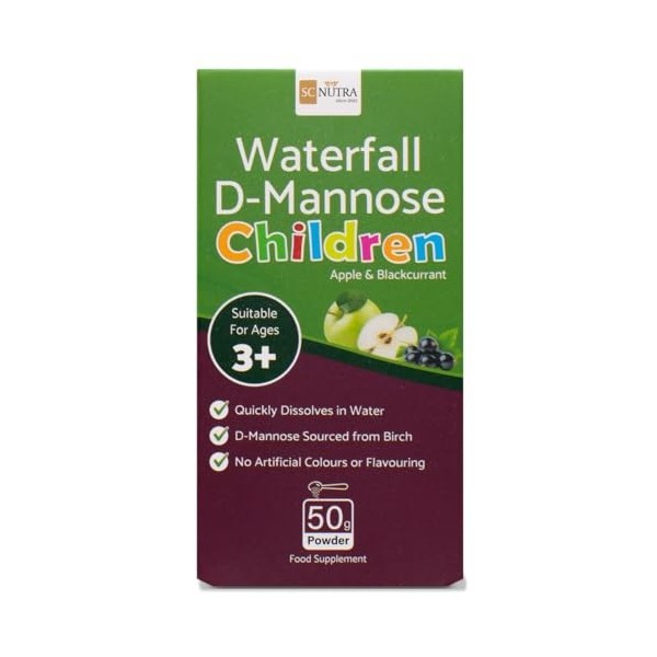 Waterfall D-Mannose Poudre - Waterfall D-Mannose Poudre pour enfants - Goût pomme et cassis - convient aux filles et aux graç