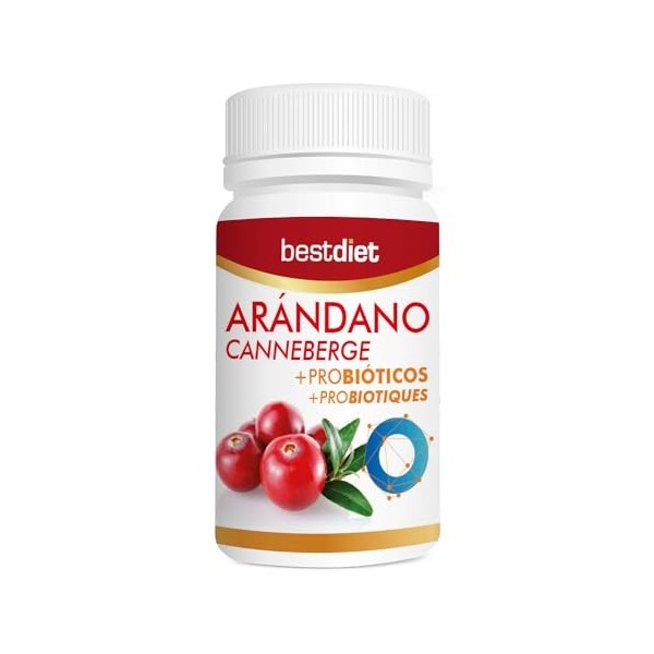 BestDiet - Cranberry + Probiotic - complément alimentaire : extrait de canneberge séchée : propriétés antibactériennes - Lot 