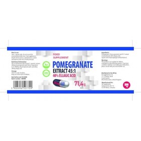 Extrait de grenade pomegrenate 22,500 mg équivalent 500 mg dextrait 45:1 120 capsules végétaliennes, 45 % dacide ellagi