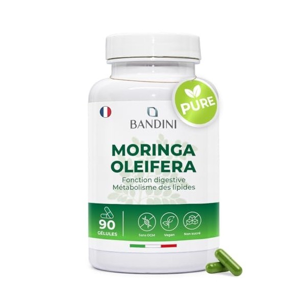 Bandini® Moringa Oleifera – Complément naturel riche en Protéines, Acides Aminés, Vitamines et Minéraux – Superfood pour lén