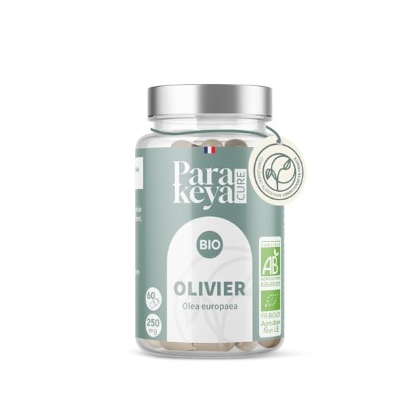 Parakeya - Olivier Bio 250mg | Complément alimentaire | 60 gélules Feuille d'olivier