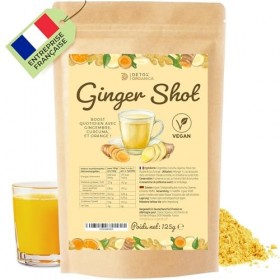 DETOX ORGANICA Ginger Shot - Jusquà 160 shots de Jus de Gingembre et Curcuma- Booster et Detox - 125g Préparation en poudre ...