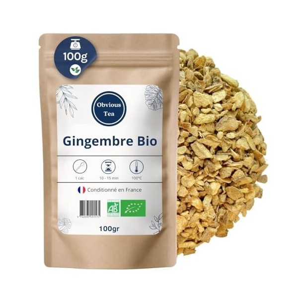 Gingembre Bio en Morceaux en Vrac - Infusion et Tisane Digestion et Bien-Être - Zingiber Officinale Roscoe - Agriculture Biol...