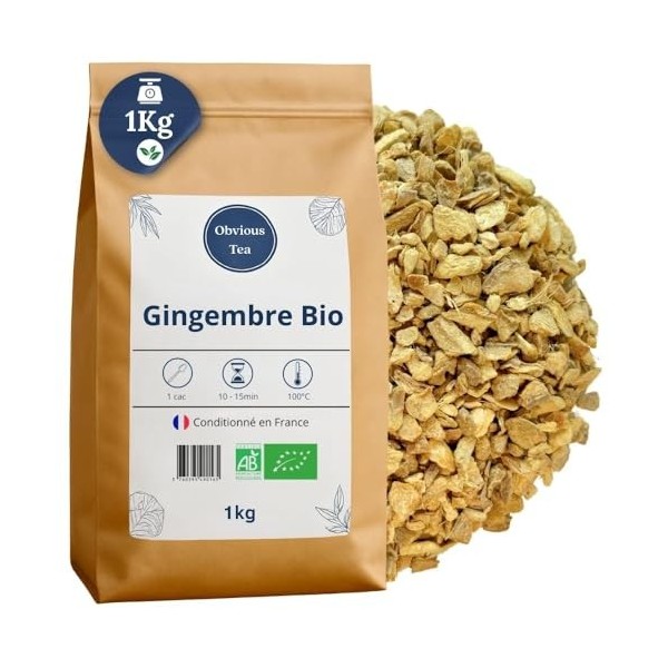 Gingembre Bio en Morceaux en Vrac - Infusion et Tisane Digestion et Bien-Être - Zingiber Officinale Roscoe - Agriculture Biol...