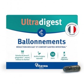 Ultradigest Ballonnements - Confort gastro-intestinal - Charbon, Mauve, Fenouil, Mélisse, Gingembre - Facilite la digestion -