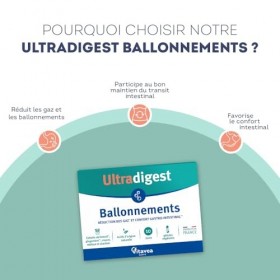 Ultradigest Ballonnements - Confort gastro-intestinal - Charbon, Mauve, Fenouil, Mélisse, Gingembre - Facilite la digestion -