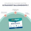 Ultradigest Ballonnements - Confort gastro-intestinal - Charbon, Mauve, Fenouil, Mélisse, Gingembre - Facilite la digestion -