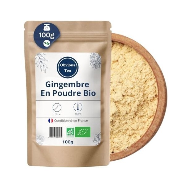 Gingembre Bio en Poudre en Vrac - Infusion et Tisane Digestion et Bien-Être - Zingiber Officinale Roscoe - Agriculture Biolog...