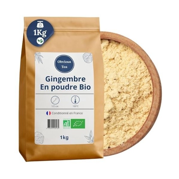 Gingembre Bio en Poudre en Vrac - Infusion et Tisane Digestion et Bien-Être - Zingiber Officinale Roscoe - Agriculture Biolog...