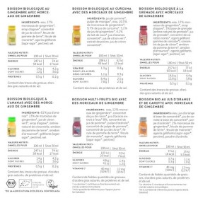 Kloster Kitchen Lot de 14 shots de gingembre bio 1SHOT - 14 x 30 ml - Avec véritables morceaux de gingembre - Végétalien dans