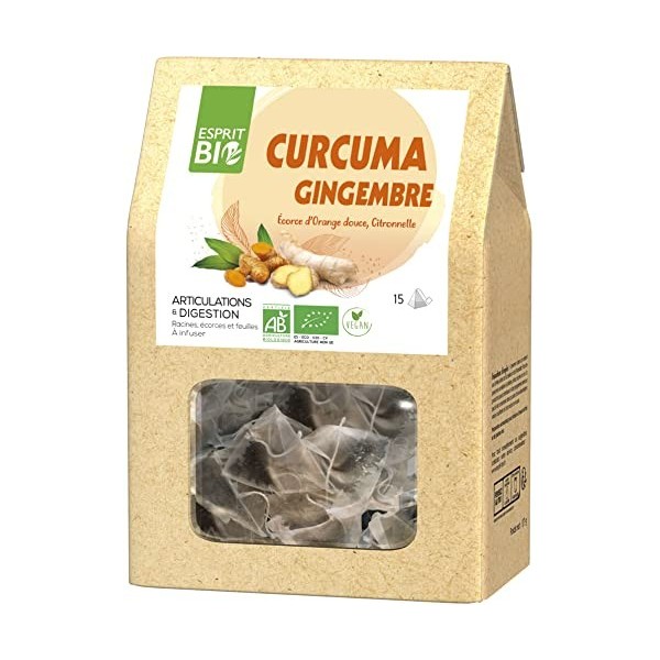 Esprit Bio Curcuma Gingembre à Infuser Bio 15 Sachets