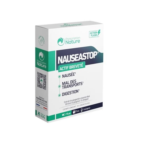 Prescription Nature - NAUSEASTOP - Complément Alimentaire à Base de Plantes - Nausée, Mal des Transports, Digestion - Fabrica