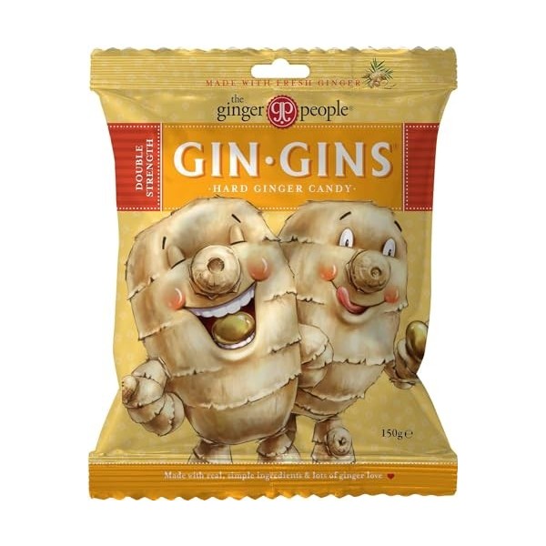 The Ginger People GIN GINS, bonbons durs au gingembre double concentration de - Bonbons bons pour la santé emballés individue...