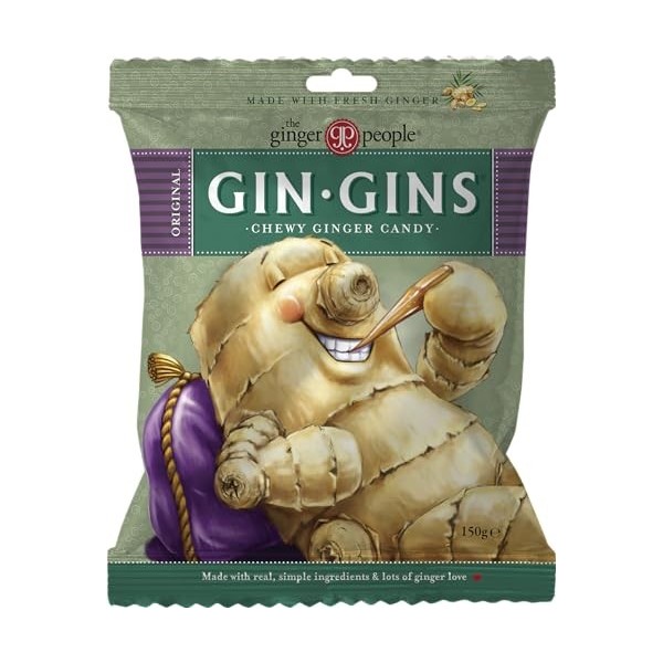 The Ginger People GIN GINS, bonbons durs au gingembre double concentration de - Bonbons bons pour la santé emballés individue...